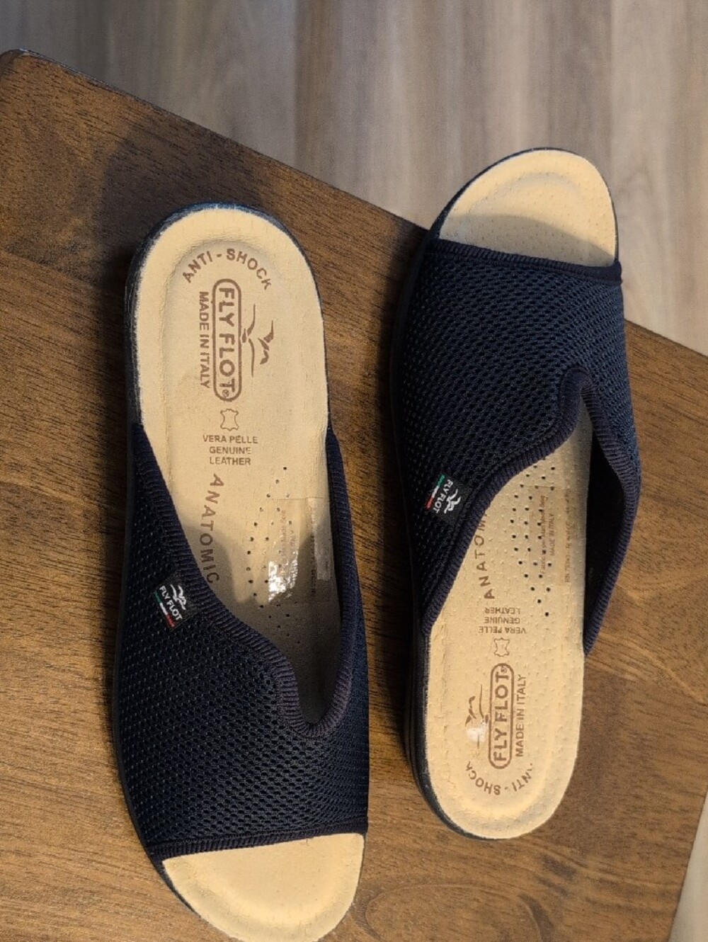Women's Open-Toe Comfort Slide Sandals Fly Flot Made In Italy Vera Pelle Brand - Picture 7 of 8